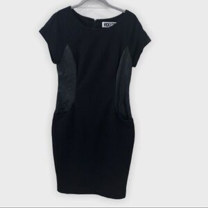 VICKY Tiel faux leather panel dress